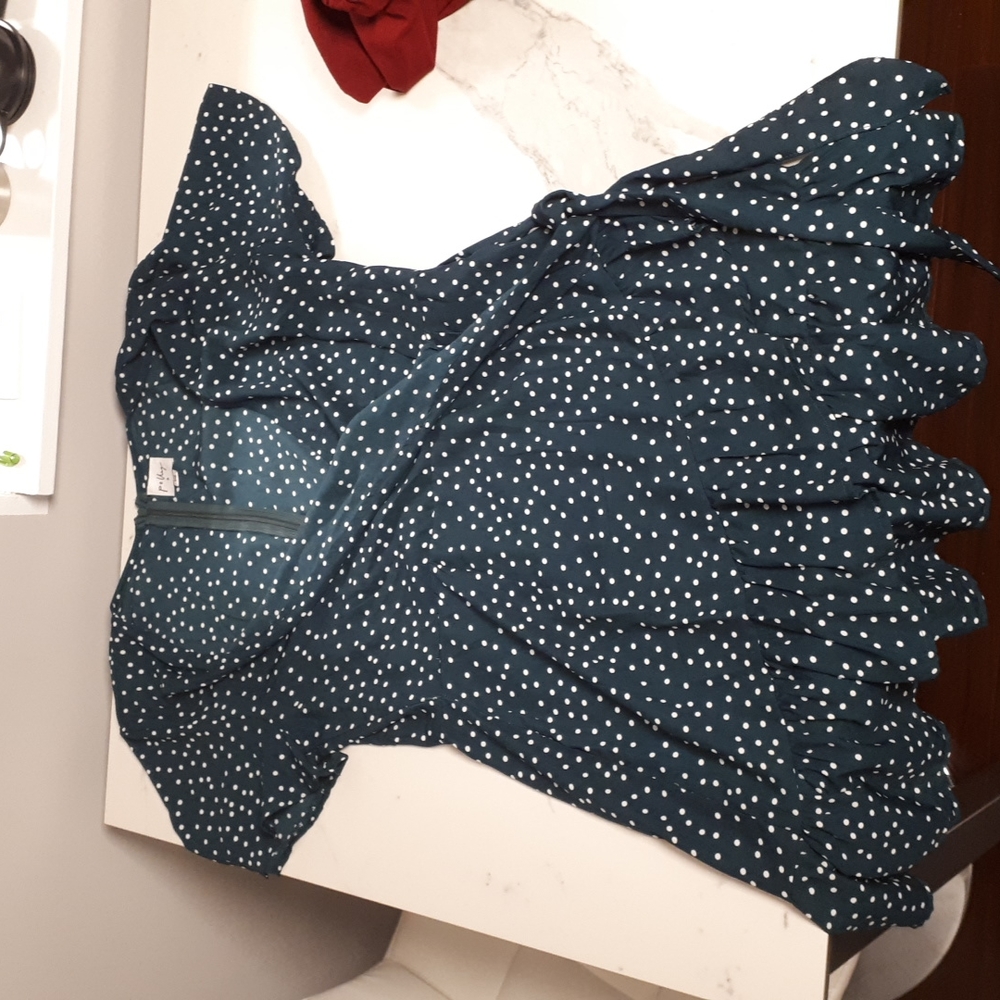 Polka dot faux wrap dress